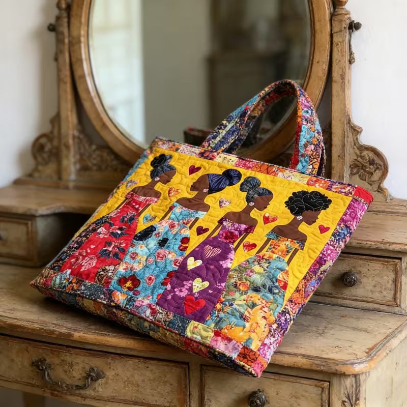 African American Large Quilted Tote Bag