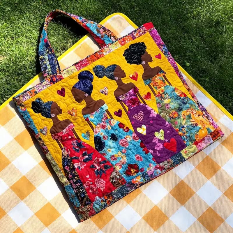 African American Large Quilted Tote Bag